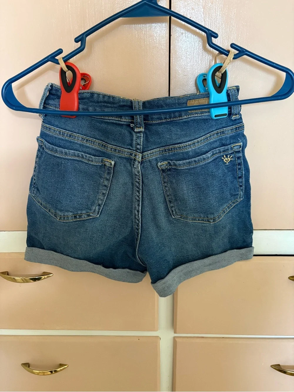 Justice Blue Denim Shorts with Gold Stitching